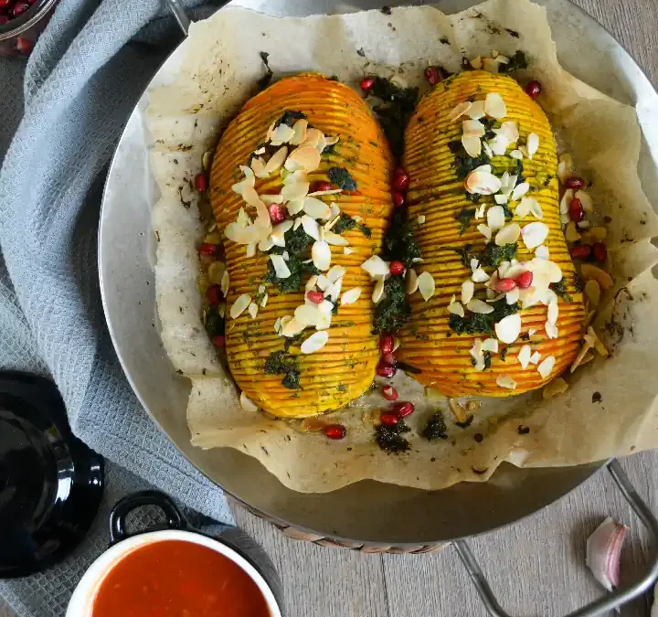 Hasselback Butternuss Kürbis