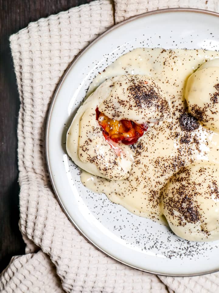 Vegane Obst-Germknödel