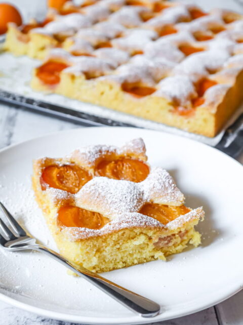 Fluffiger Marillenkuchen vom Blech ♥ Rezept zum Verlieben