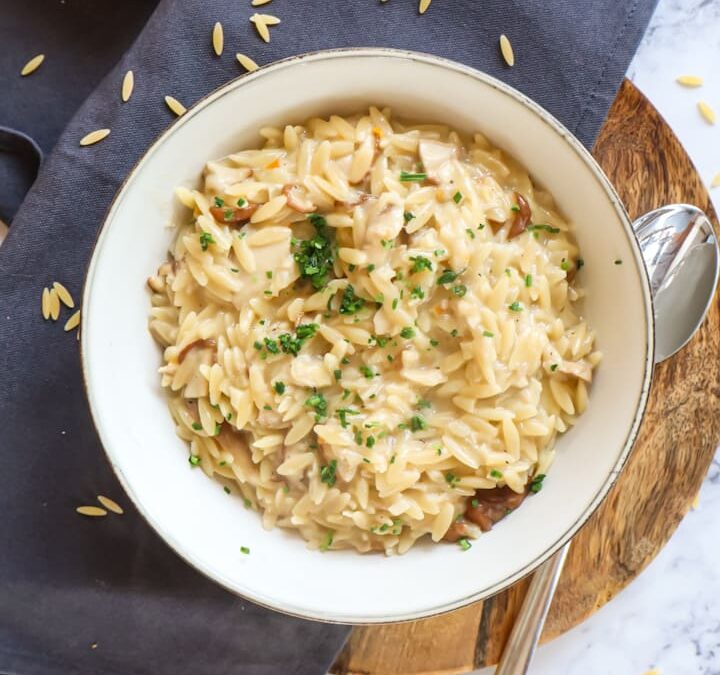 Pilz-Knoblauch-Orzo-Pfanne