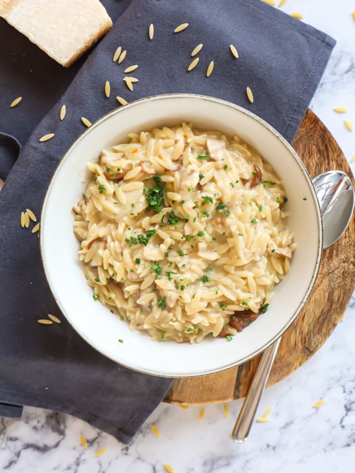 Pilz-Knoblauch-Orzo-Pfanne