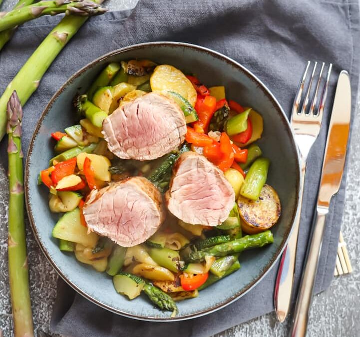 Schweinemedaillons auf Spargel-Gröstl