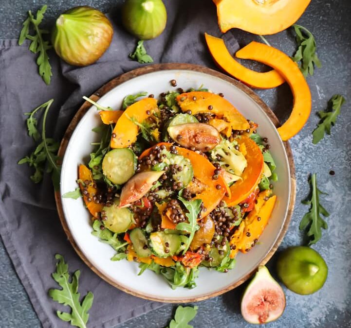 Herbstliches Ofengemüse mit Belugalinsen