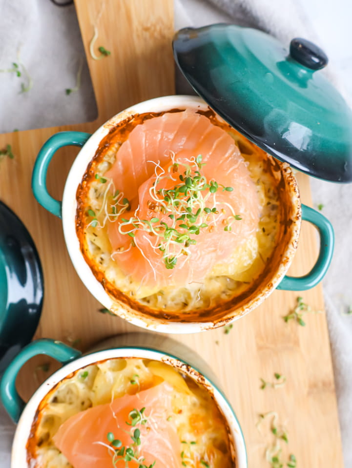 Überbackene Birne mit Gorgonzola und Walnüsse