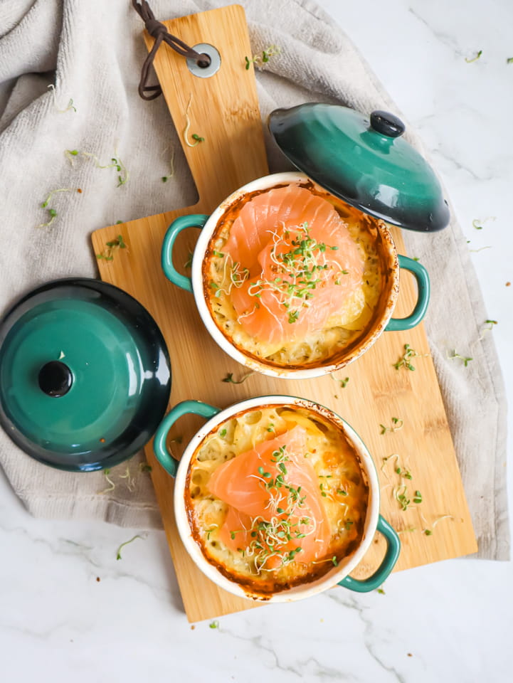 Buttermilch Kartoffel Gratin mit Lachs