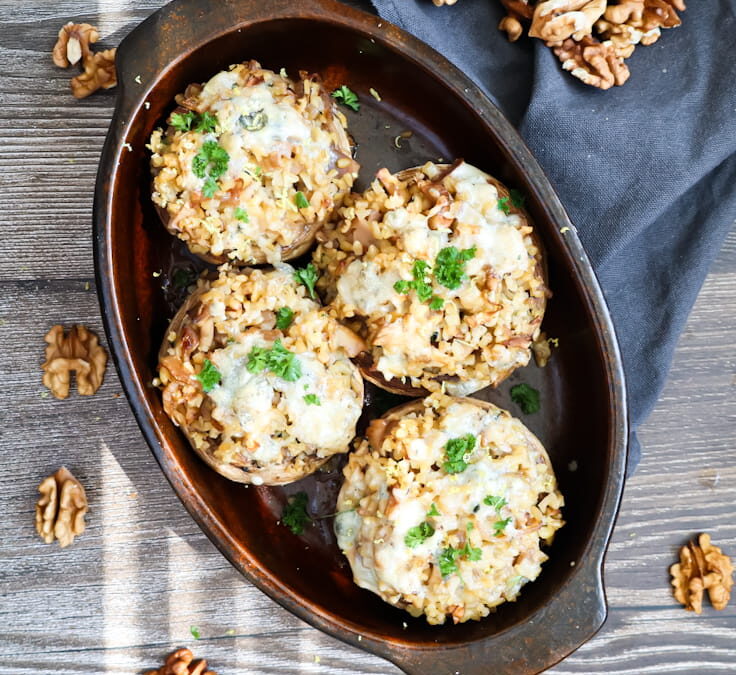 Gefüllte Riesenchampignons mit Bulgur